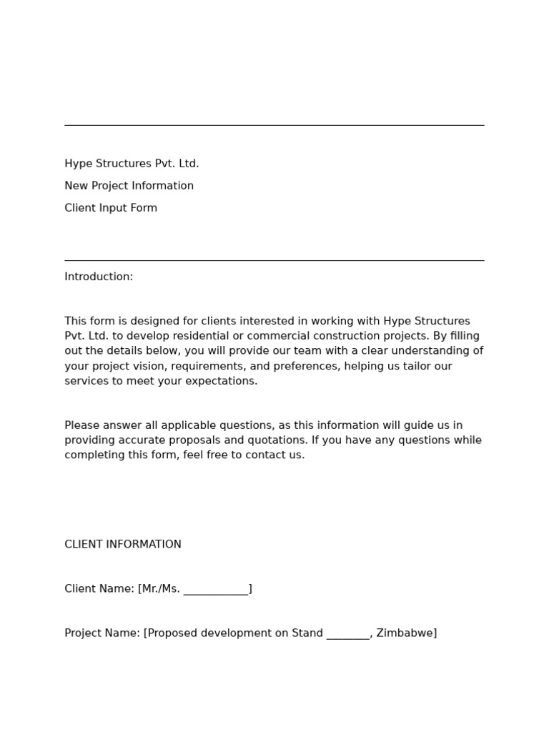 Client Input Form Design For Google Sheets | PDF | Tile | Brick