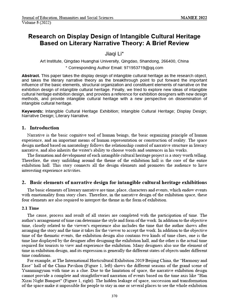 Display Design of Intangible Cultural Heritage Based On Literary ...