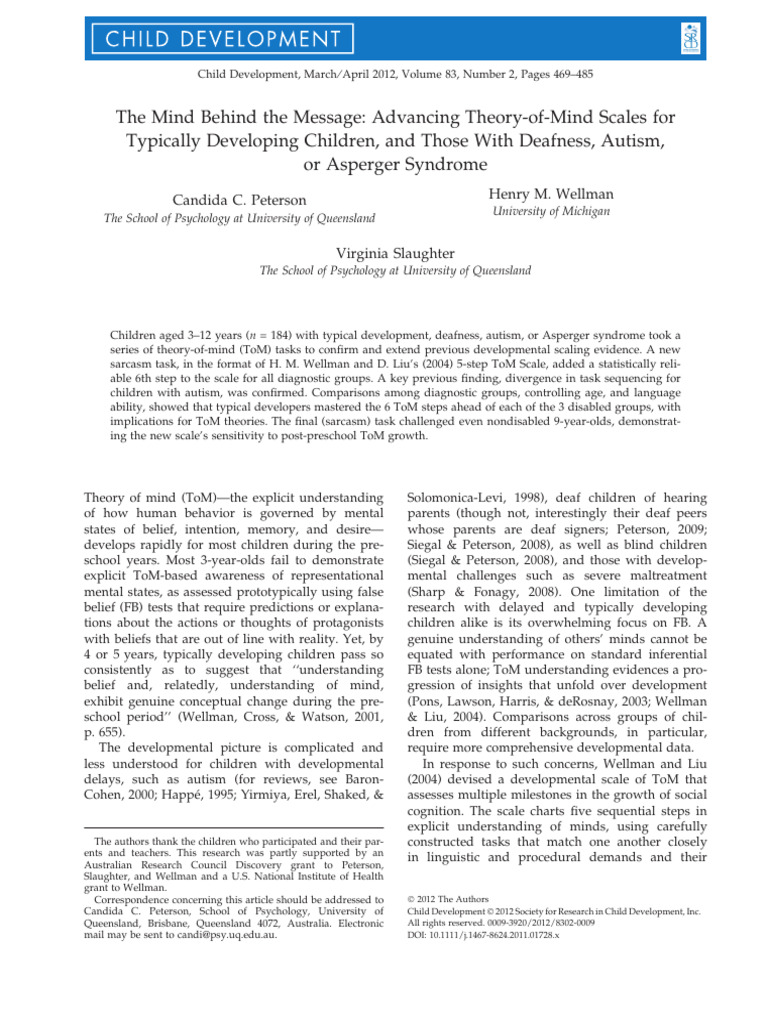 Advancing Theory-of-Mind in Children | PDF | Theory Of Mind | Autism ...