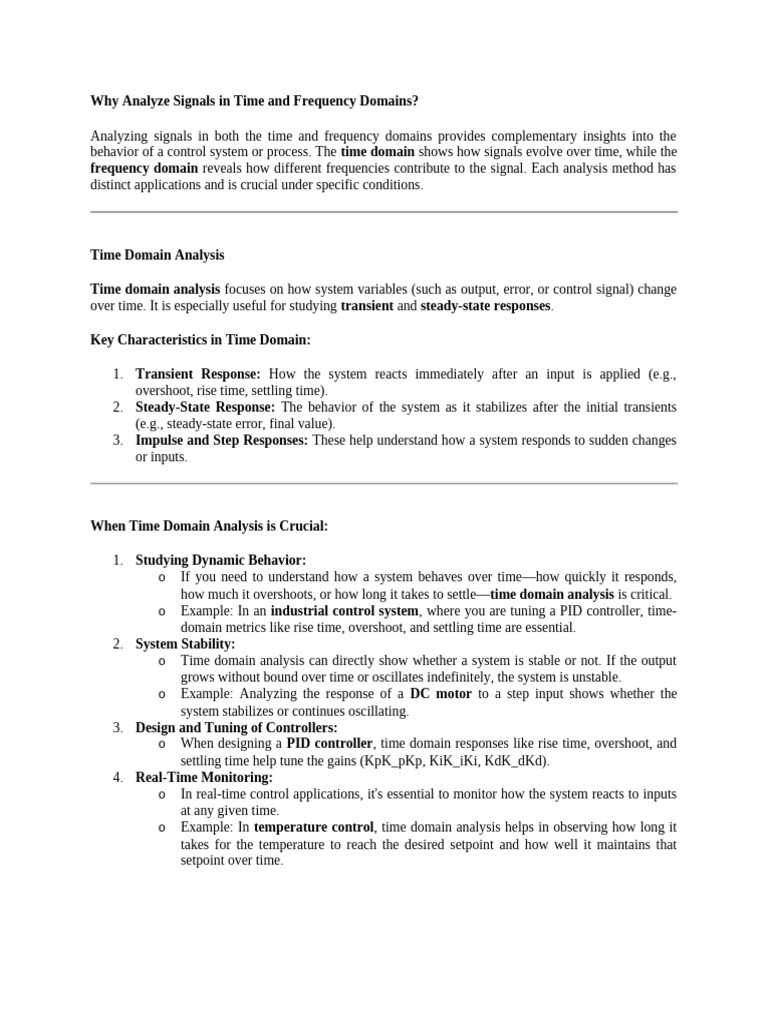 Time vs Frequency Domain Signal Analysis | PDF | Control Theory | Resonance