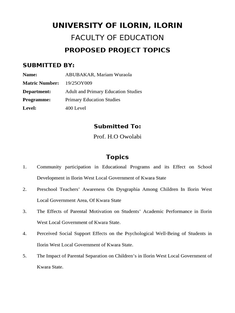 Mariam Project Topic | PDF
