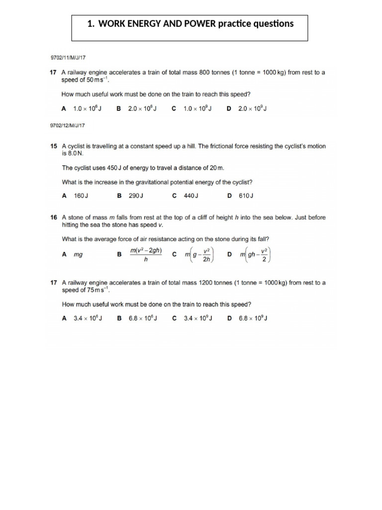 Work Energy and Power | PDF