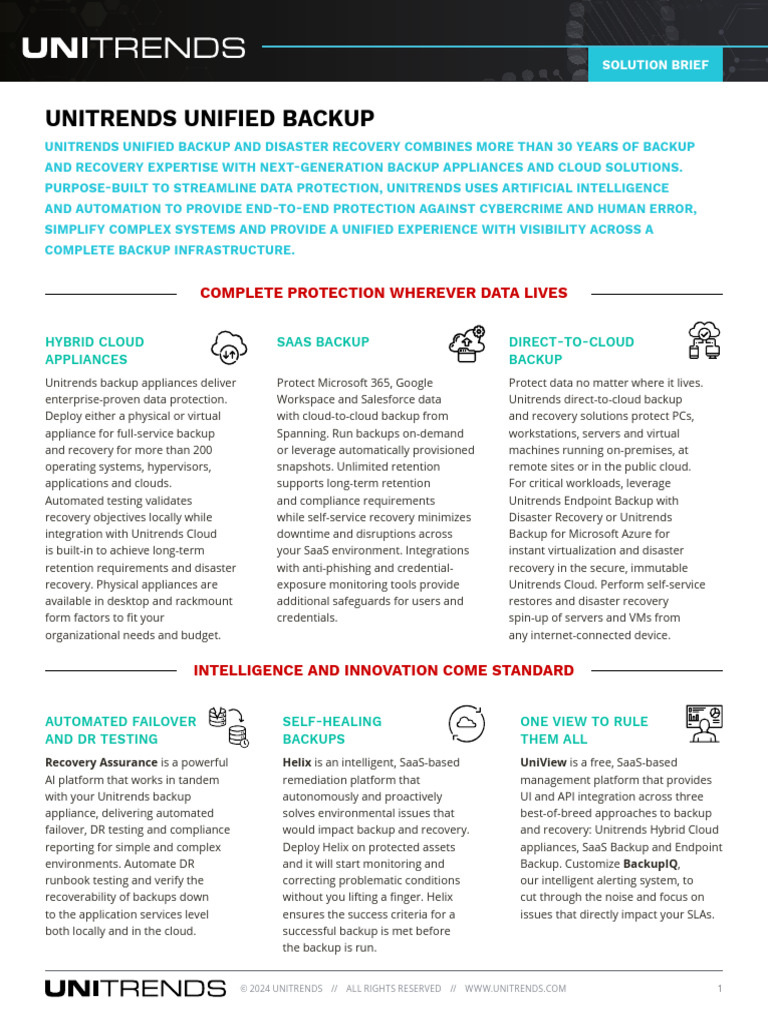 UNI - Solution Brief - Unified BCDR Solution Overview | PDF | Cloud ...