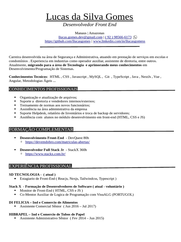 Lucas Gomes: Desenvolvedor Front-End | PDF | Desenvolvimento de ...