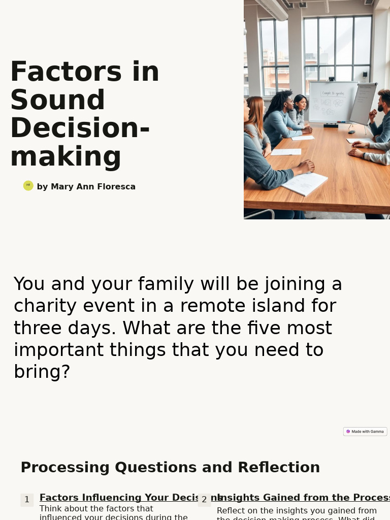 Key Factors in Sound Decision-Making | PDF | Decision Making | Information