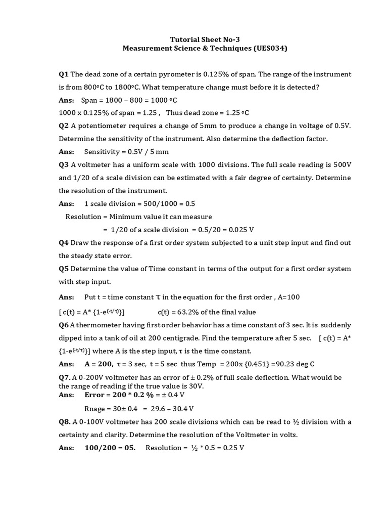 Tutorial Sheet No 3a - Solition | PDF