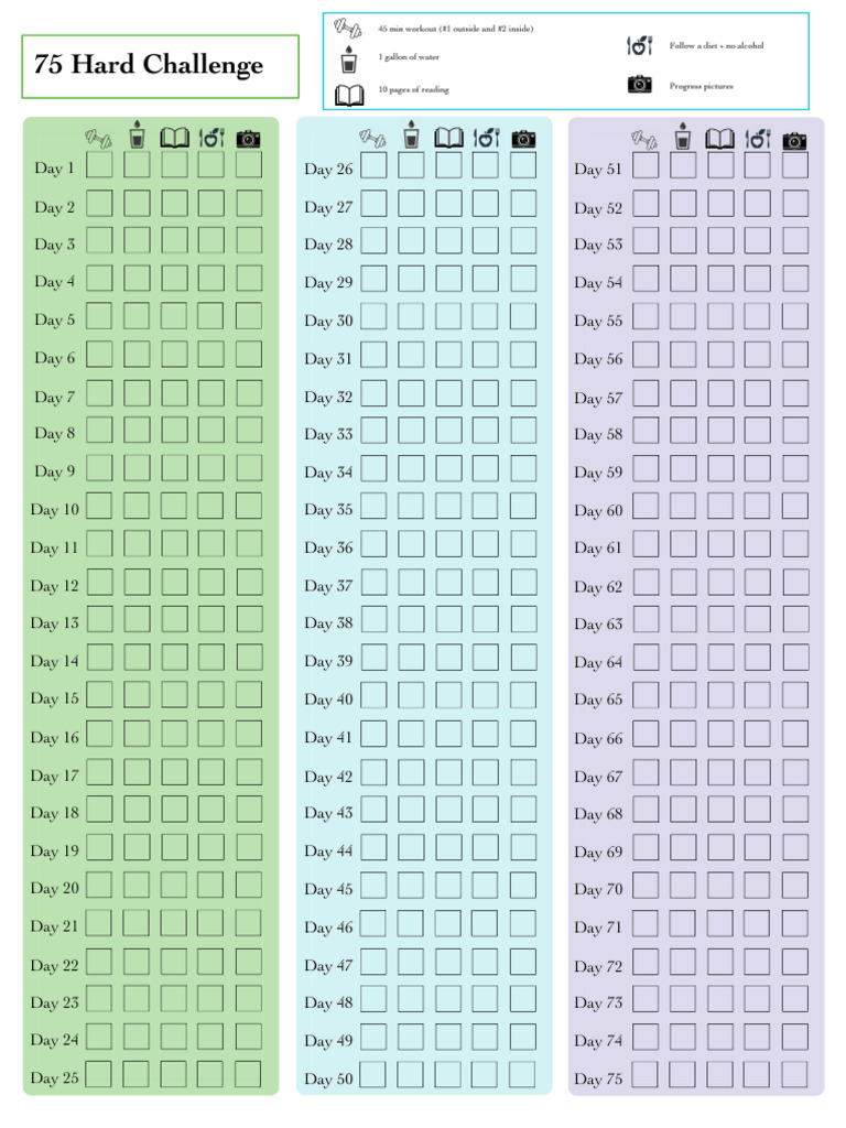 75 Hard Challenge Calendar | PDF