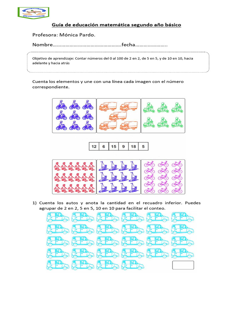 Guía 1 Matematica Numeros Al 100 2do Básico | PDF