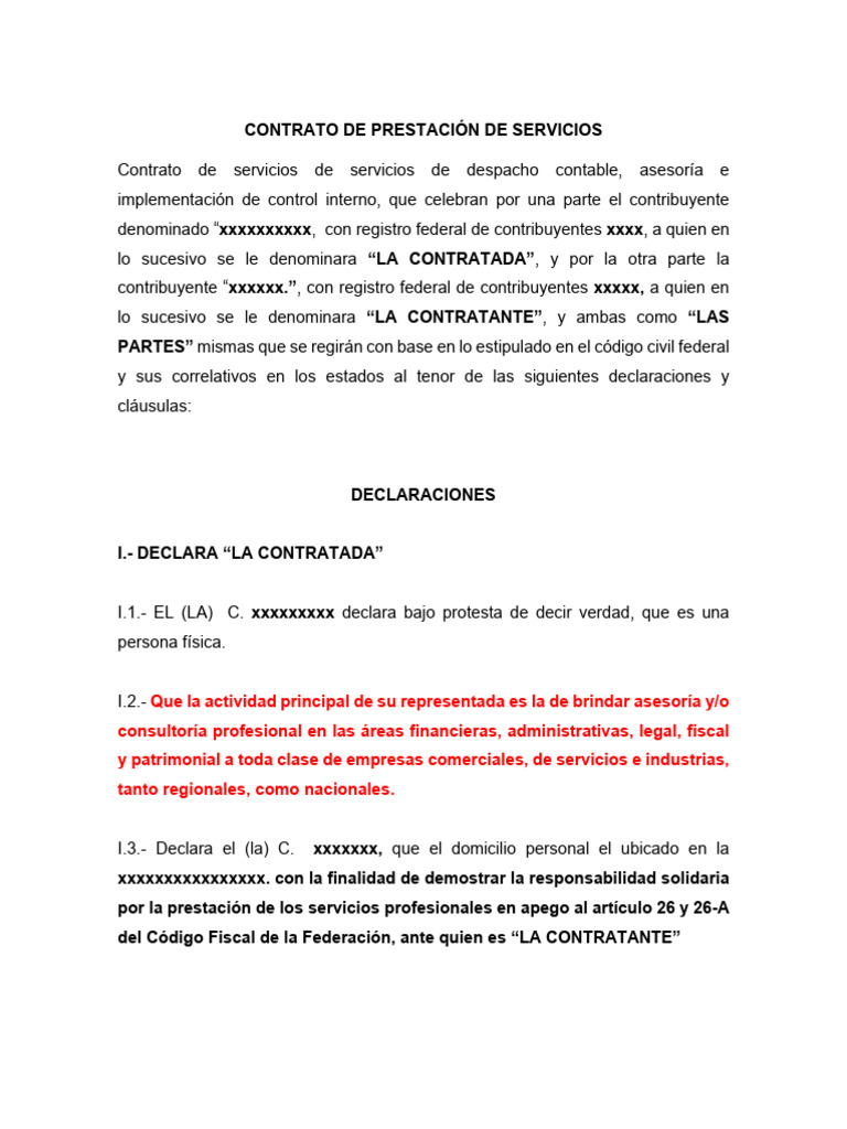 Contrato de Servicios Contables y Asesoría | PDF | Contabilidad | Auditoría