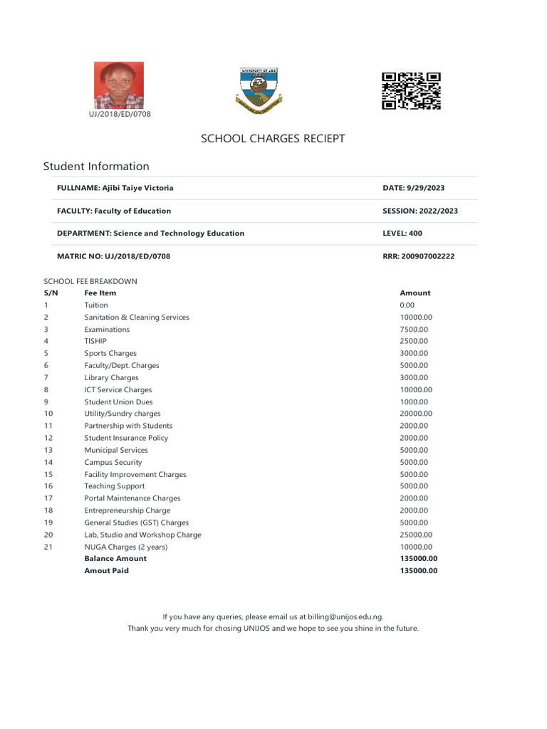 UJ 2025 Fee Structure Breakdown | PDF | Services (Economics) | Water ...