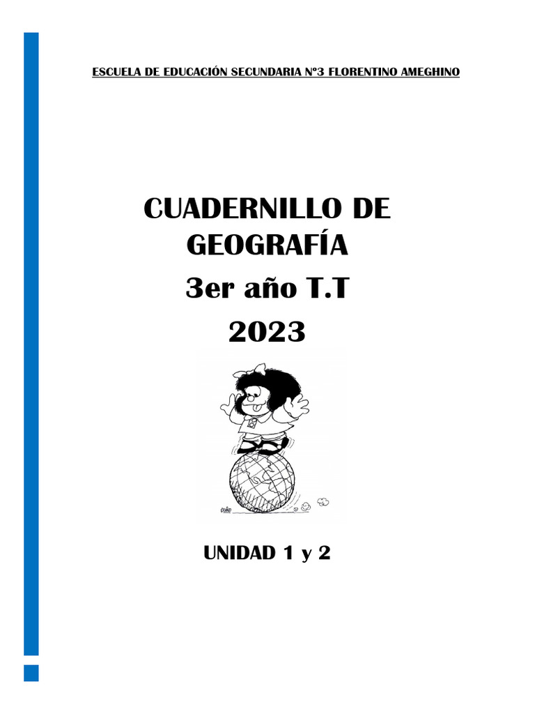 Cuadernillo de Geografía 3er Año T.T | PDF