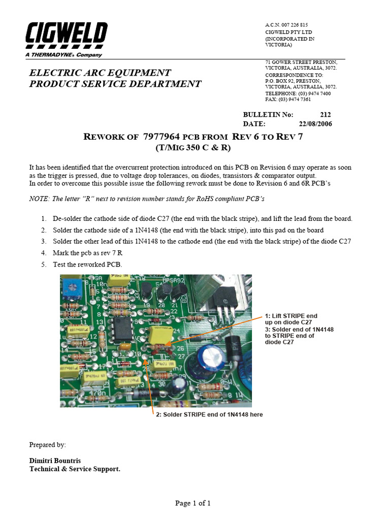 PCB Rework Instructions for T/MIG 350 C&R | PDF | Printed Circuit Board ...