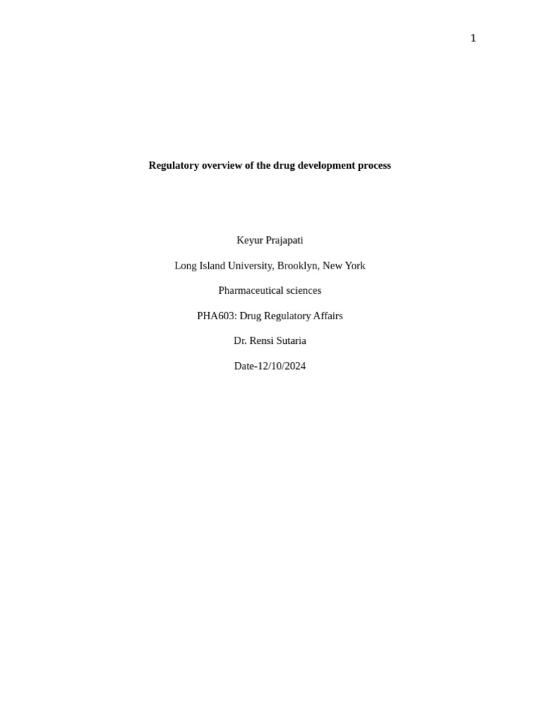 Drug Development Regulatory Overview | PDF | Phases Of Clinical ...