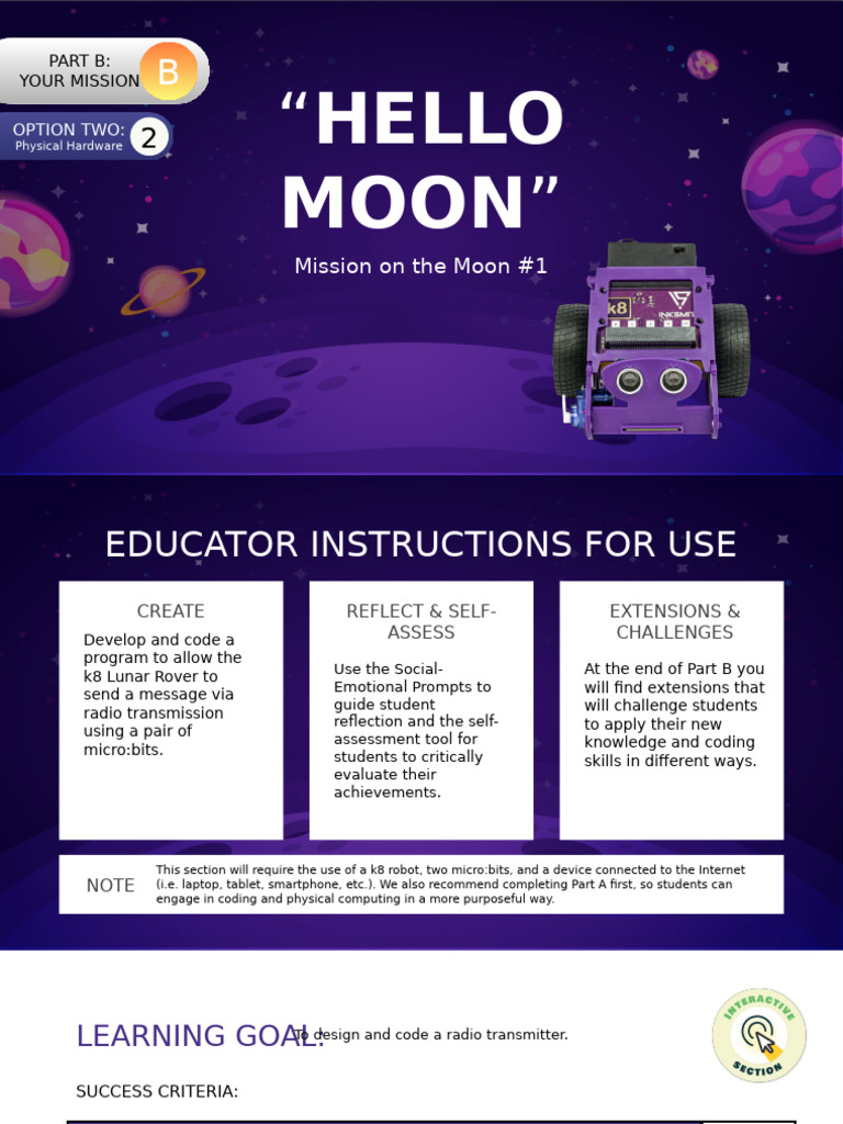 Mission On The Moon - Module 1 - Part B2 (Micro - Bit) - Hello Moon ...