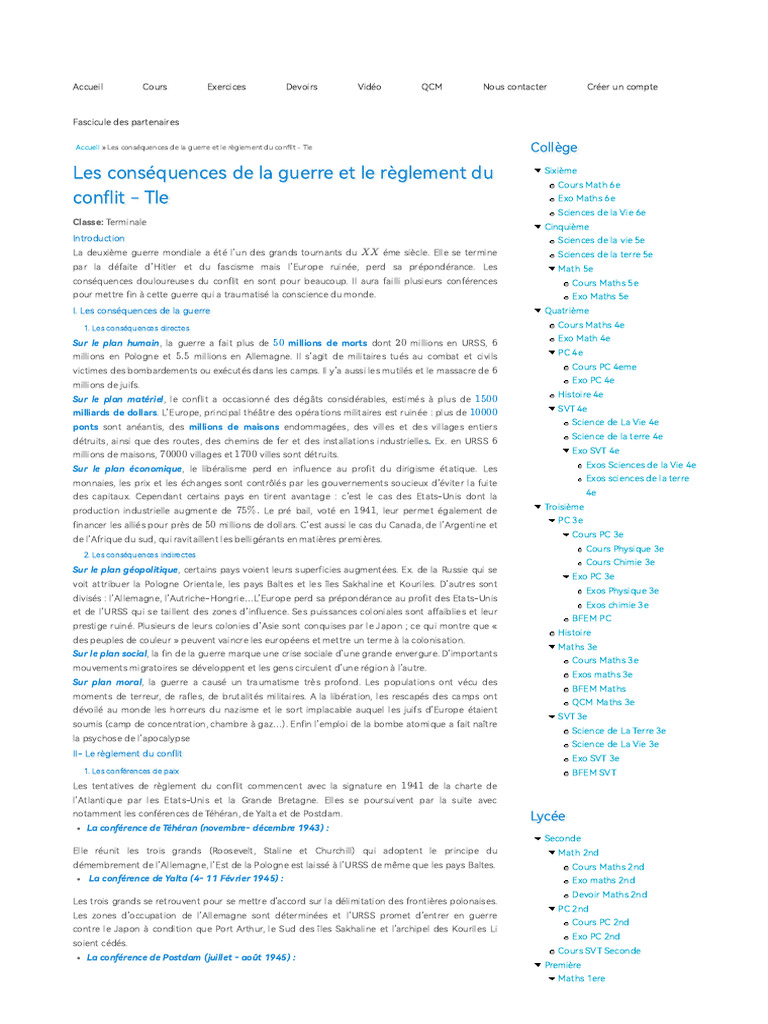 Conséquences de la Seconde Guerre mondiale | PDF | Relations ...