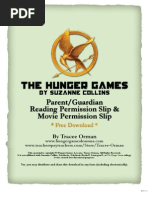 The Hunger Games Reading & Movie Permission Slip