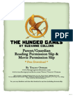 The Hunger Games Reading & Movie Permission Slip