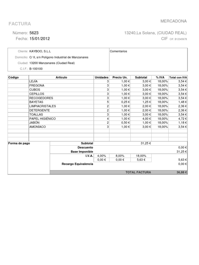 Factura Mercadona | PDF