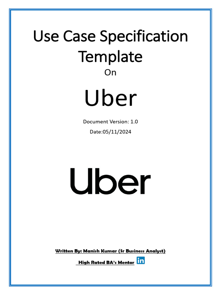 Use Case Specification Template On Uber | PDF | Use Case | Login