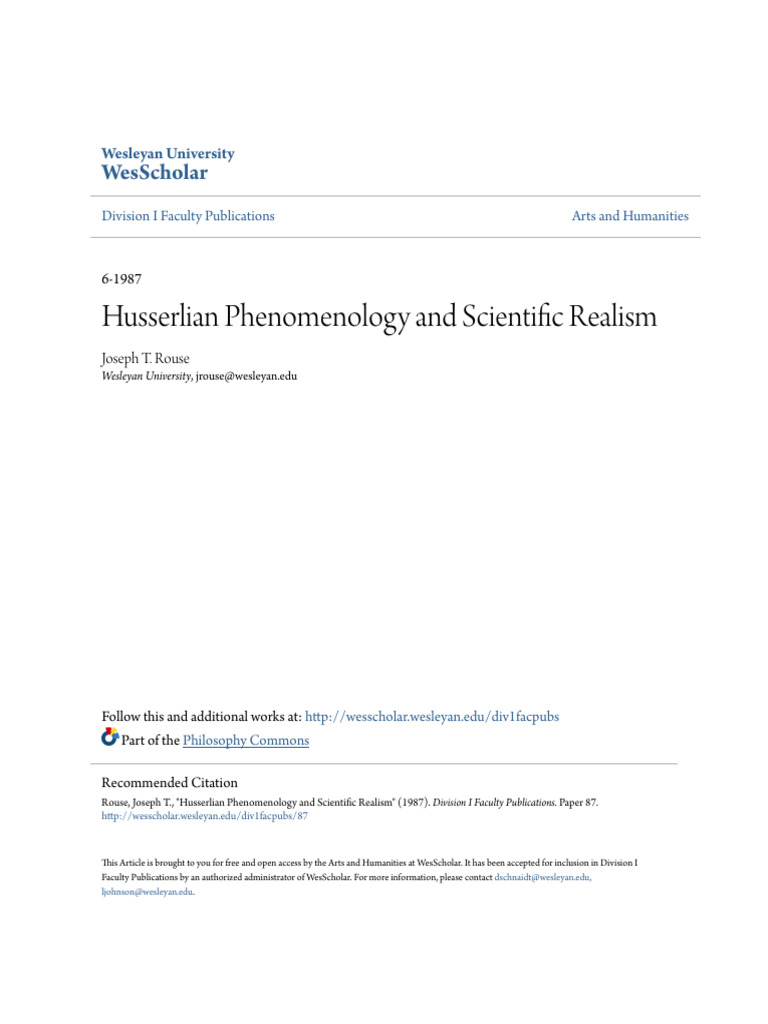 Husserlian Phenomenology and Realism | PDF