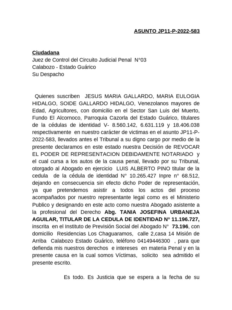 Revocación de Poder y Nueva Abogada | PDF