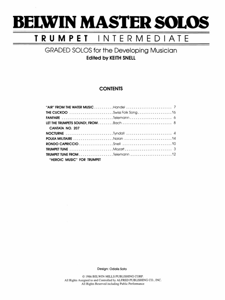 Belwin Master Solos Vol 1 TRPT Interm | PDF