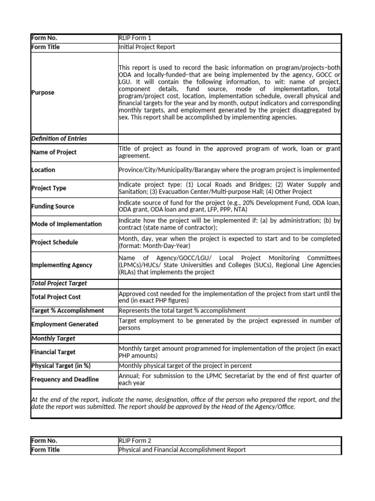 Project Reporting Forms Overview | PDF | Drinking Water | Water Supply ...