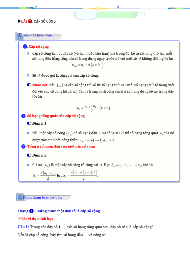 Đáp Án Cấp Số Công PDF | PDF