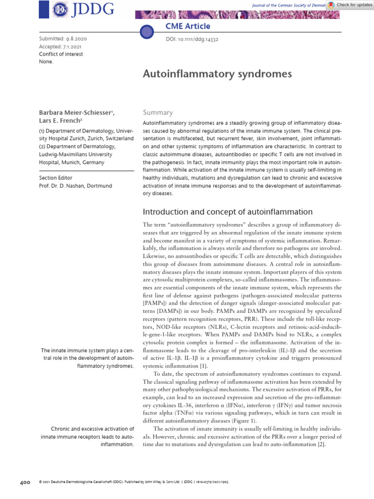Understanding Autoinflammatory Syndromes | PDF | Immune System ...