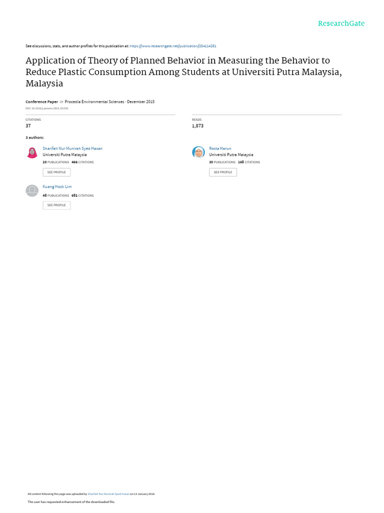 Reducing Plastic Use: UPM Student Study | PDF | Statistics | Questionnaire