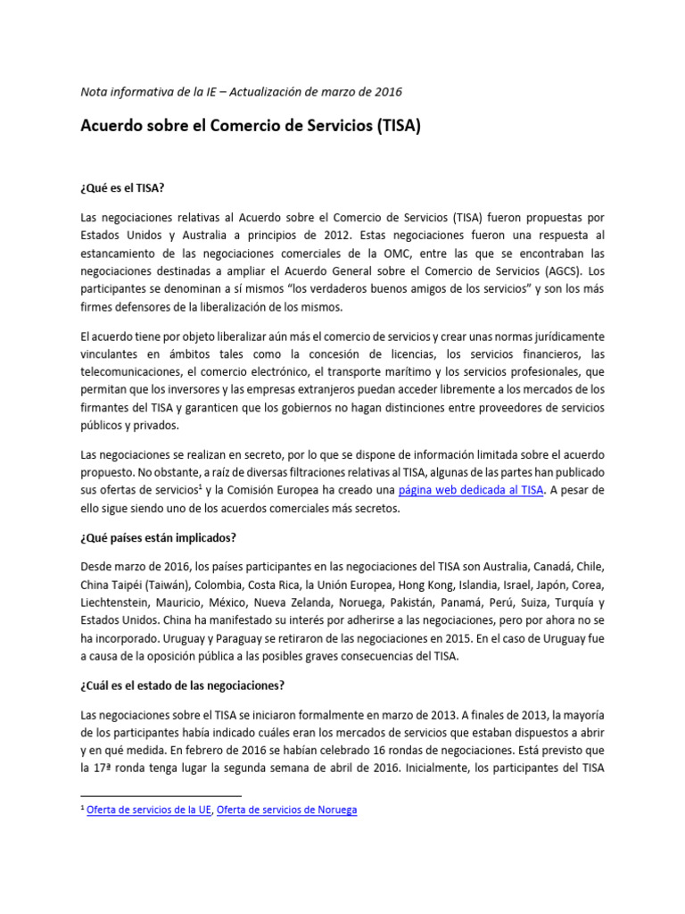 2016_03_EIBriefingNote_TISA_ES 2 | PDF | Concesión (contrato) | Acuerdo ...