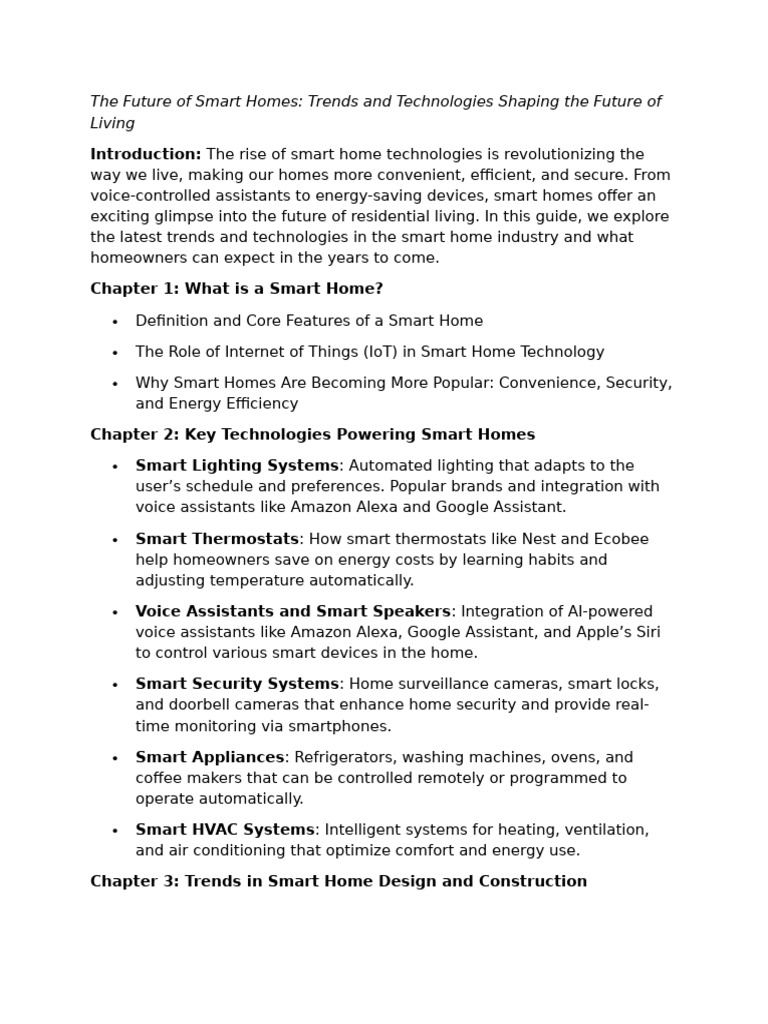 The Future of Smart Homes | PDF | Home Automation | Energy Conservation