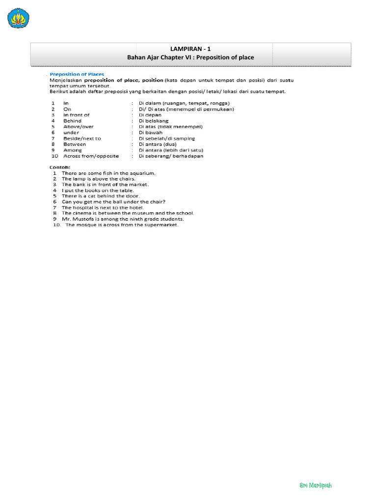 Latihan Soal Preposition Pdf
