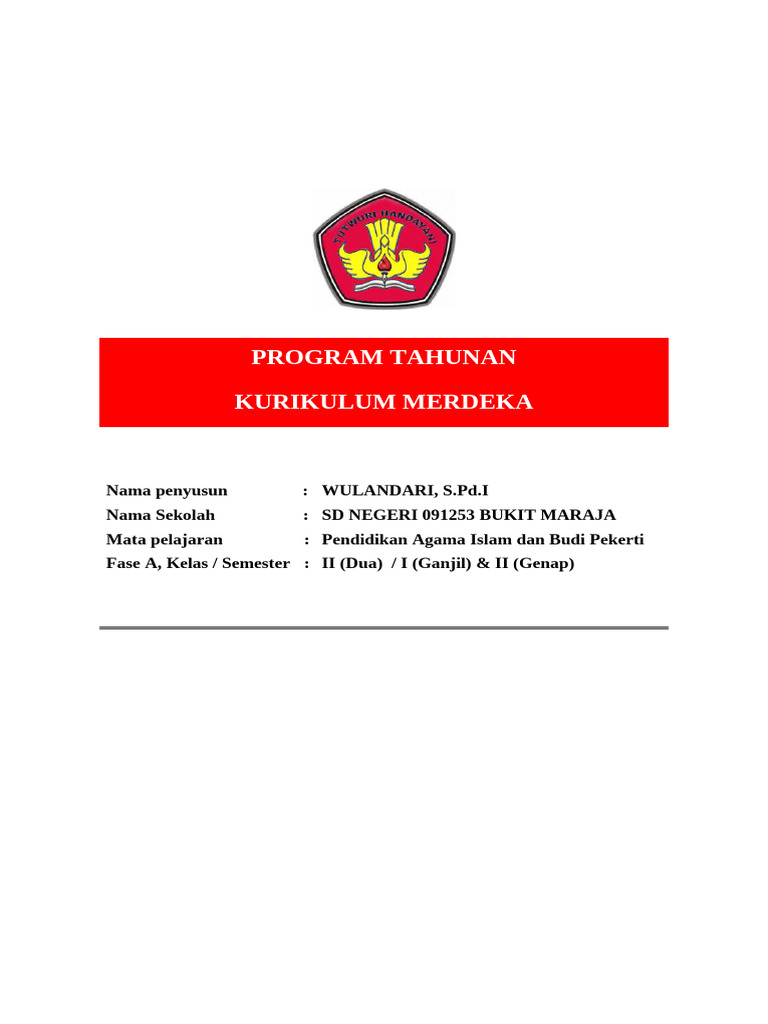 Program Tahunan PAI SD 2024/2025 | PDF