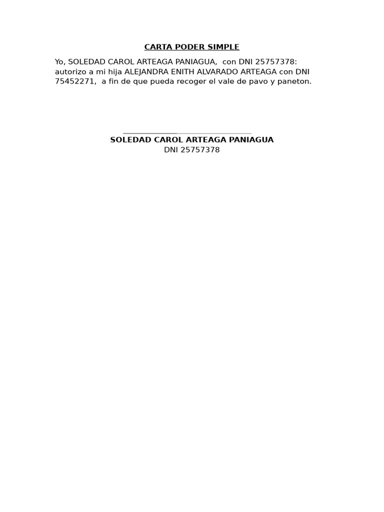 Carta Poder Simple | PDF