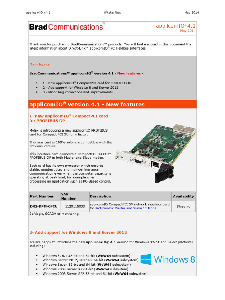 applicomIO 4.1 Update Overview | PDF | Microsoft Windows | 64 Bit Computing