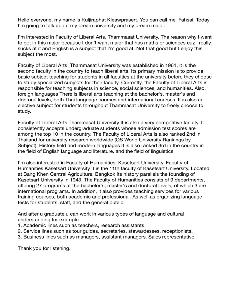 กุลจิรพัชร (18) final uni recommended script | PDF | Liberal Arts ...