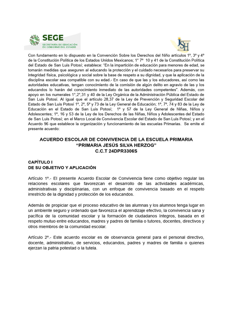Acuerdo Escolar de Convivencia 2023 | PDF | Escuelas | Violencia