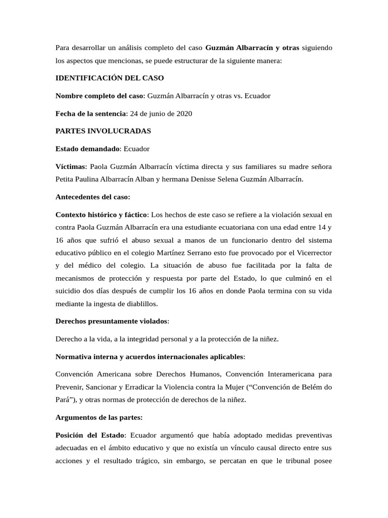 Análisis de Caso Corte Interamericana de Derechos Humanos | PDF ...