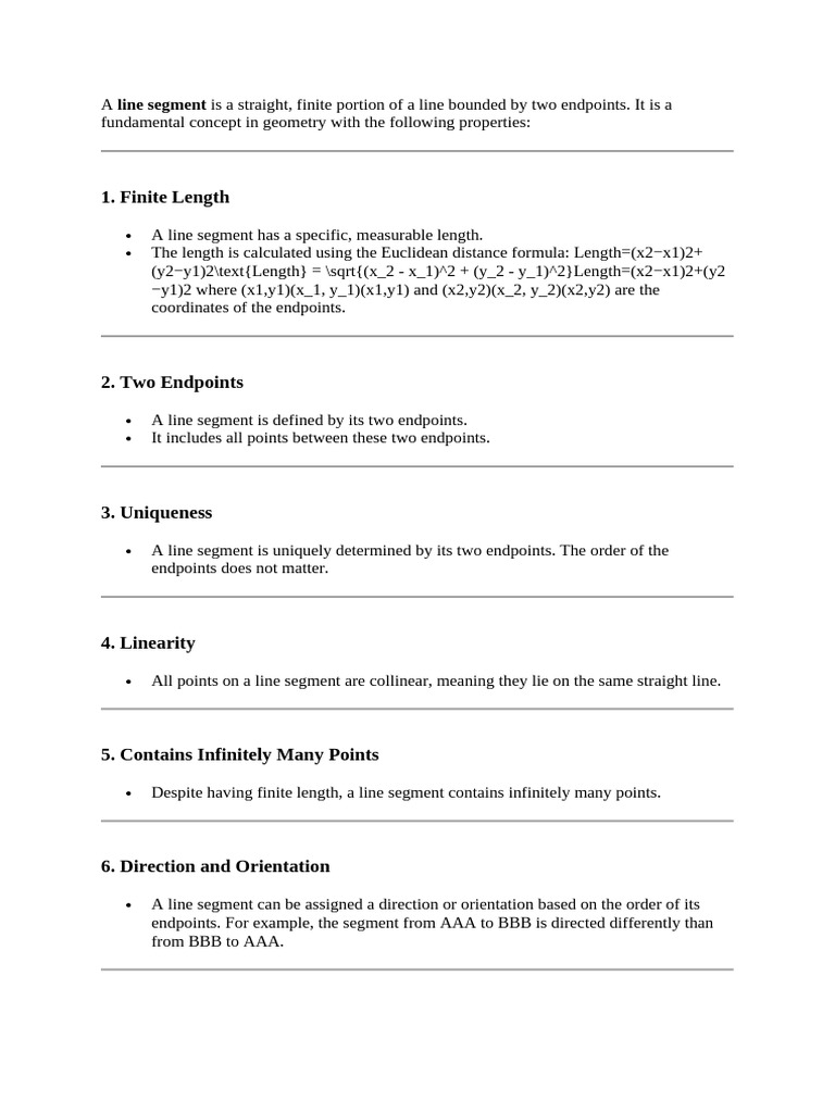 A Line Segment Properties | PDF | Line (Geometry) | Geometry
