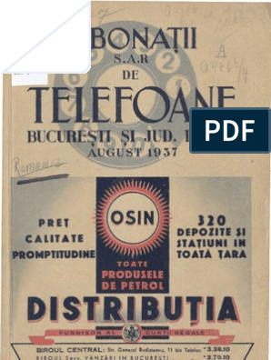 dinosaur Truce Acquiesce Abonatii de Telefoane Din Bucuresti 1937 | PDF