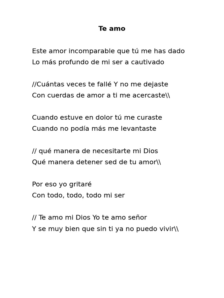 Te Amo Letra | PDF