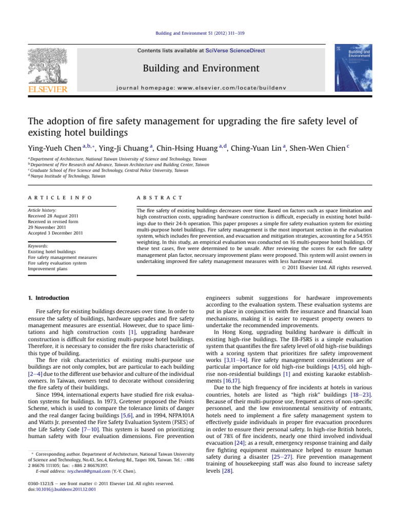 The Adoption of Fire Safety Management For Upgrading The - 2012 ...