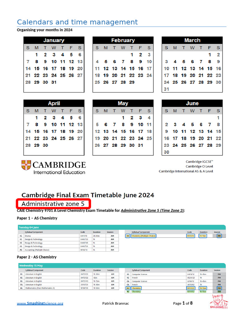 2024 A Level Chemistry Timetable | PDF
