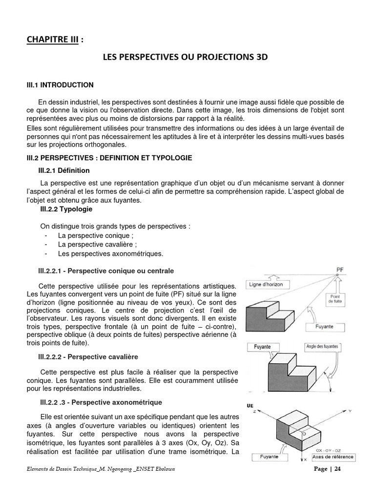 Perspectives et Projections 3D en Dessin Technique | PDF | Perspective ...