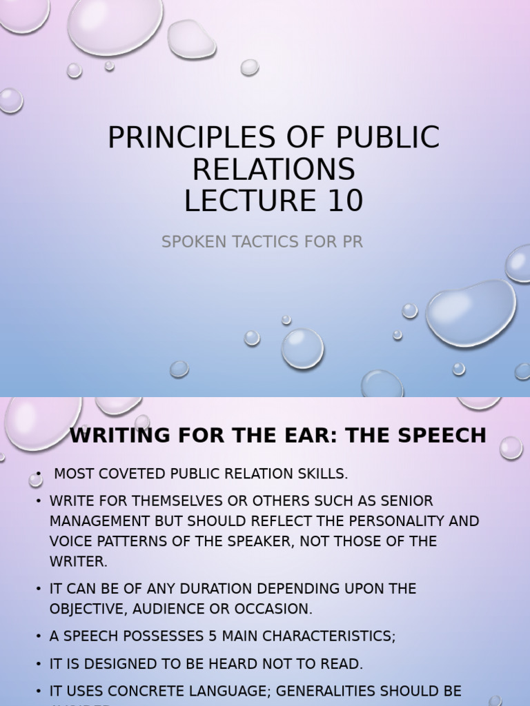 PR Lecture 9 Spoken Tactics 25112021 062110pm | PDF | News | Speech
