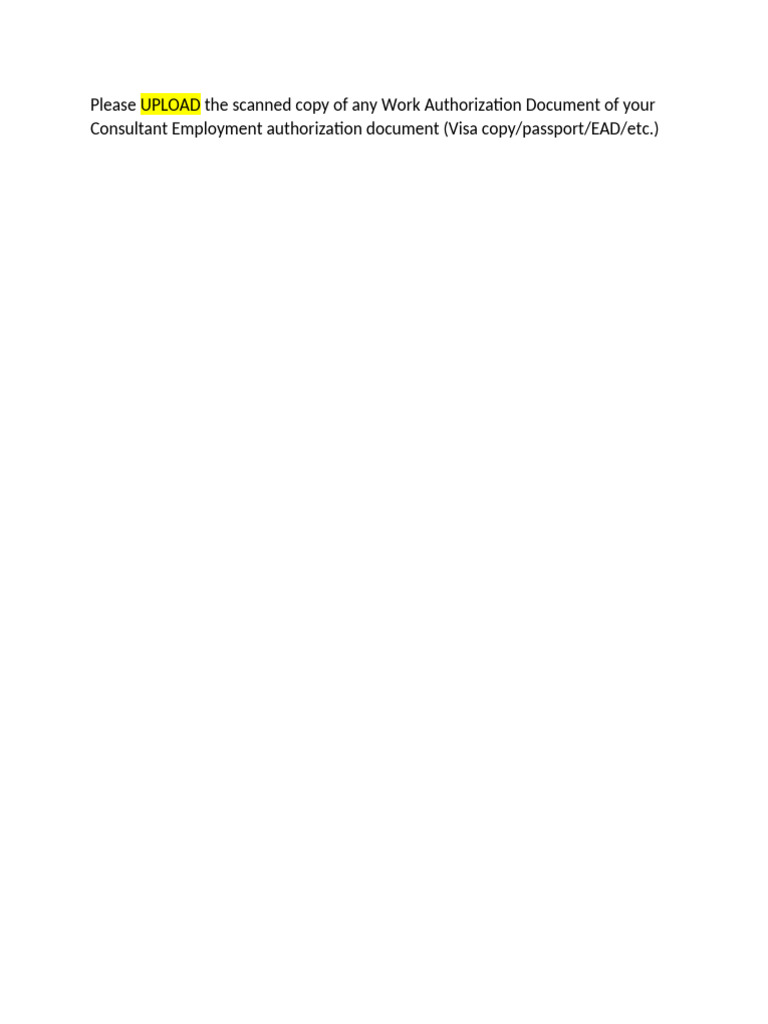 Work Authorization Document | PDF