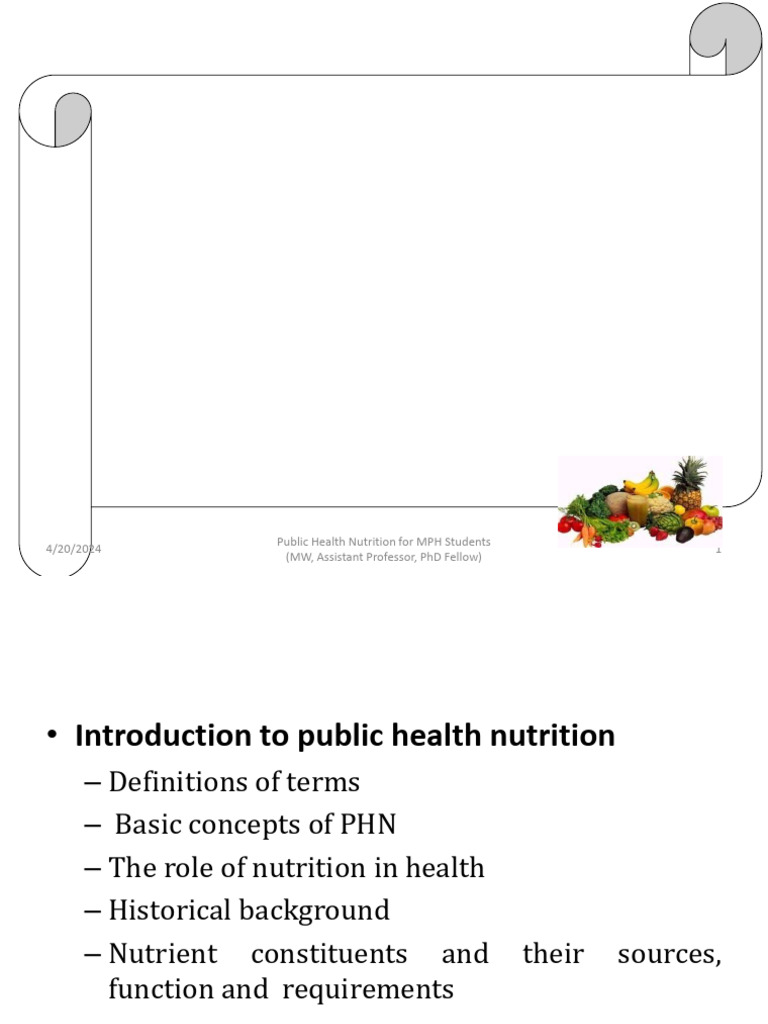 Overview of Public Health Nutrition | PDF | Nutrition | Diet & Nutrition