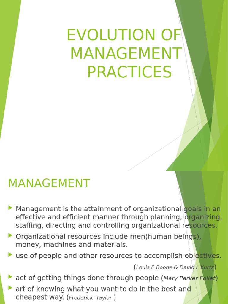 2 Evolution of Management Practices | PDF | Goal | Knowledge Management