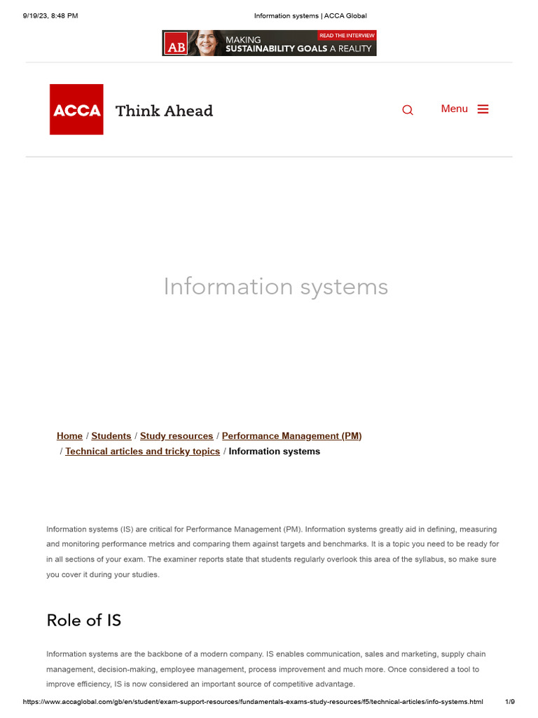 Information Systems for ACCA Exam Success | PDF | Malware | Customer ...